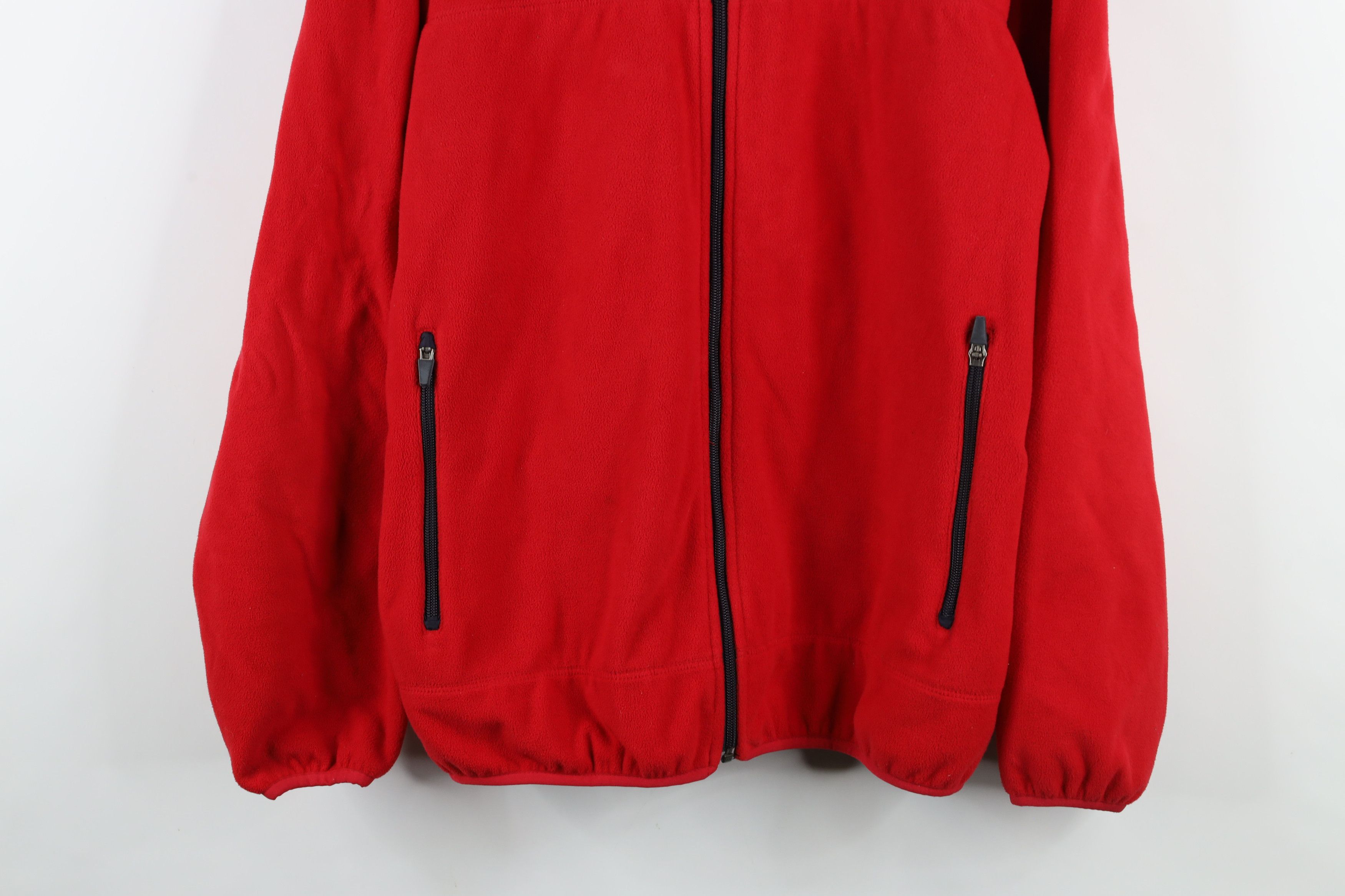 Lands' End × Vintage Vintage 90s Lands End Faded Blank Full Zip Fleece Jacket Red Size US M / EU 48-50 / 2 - 3 Thumbnail