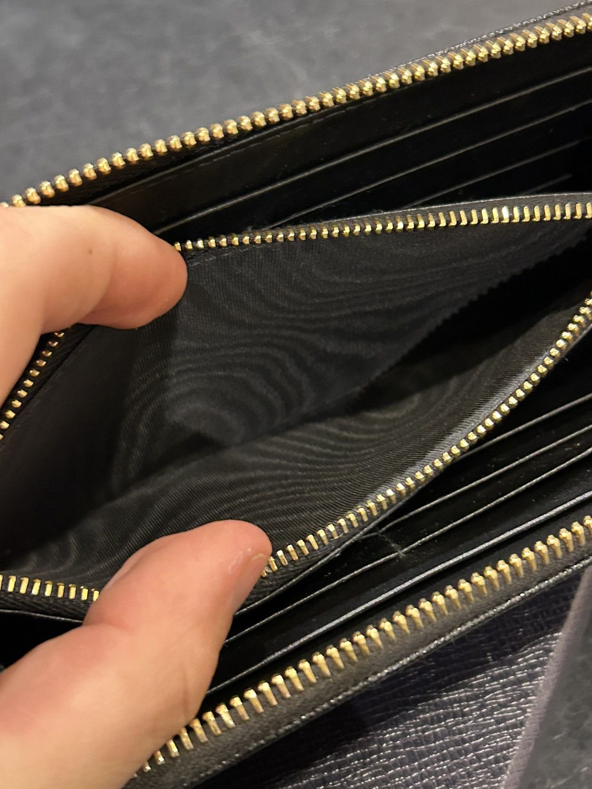 Prada Prada Saffiano Long Zip Wallet - Black Size ONE SIZE - 5 Thumbnail