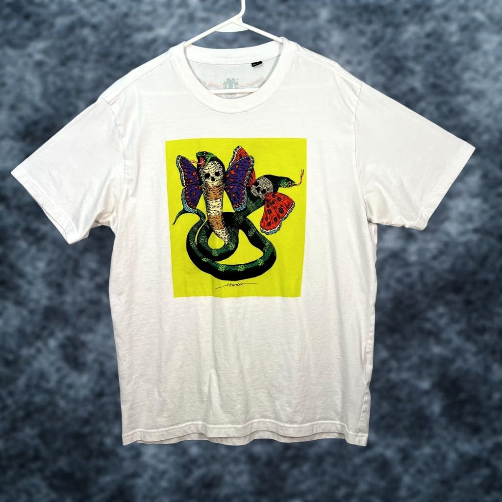Element Element T-Shirt White Graphic Print Cobra Butterfly Art Mens XL Regular Size US XL / EU 56 / 4 - 1 Thumbnail