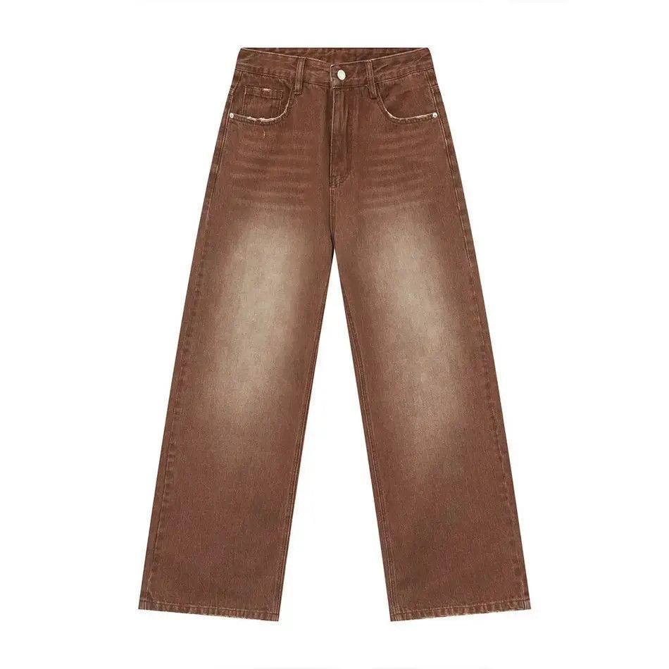 Retro brown casual wide leg denim shorts