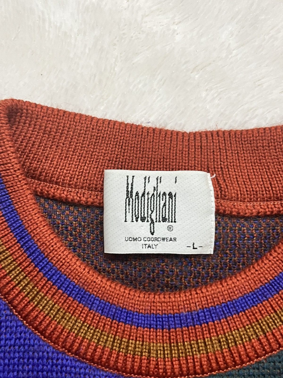 Other Vintage Modigliani Italy Abstract Wool Knit Sweater Size US L / EU 52-54 / 3 - 4 Thumbnail