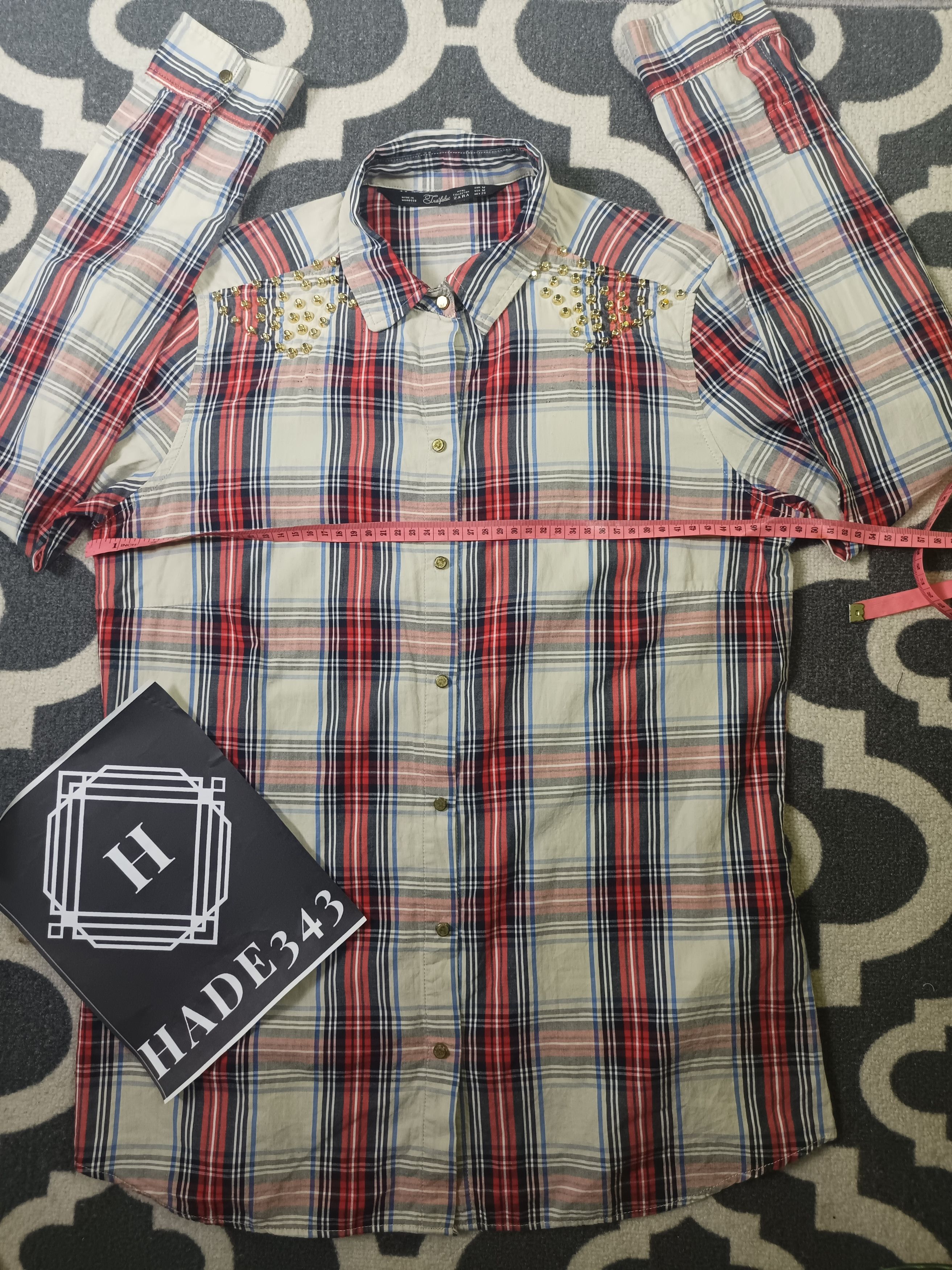 Designer × Japanese Brand × Zara ZARA TRAFALUC MMXII Collection Women Plaid Stud Shirt Size M / US 6-8 / IT 42-44 - 12 Thumbnail