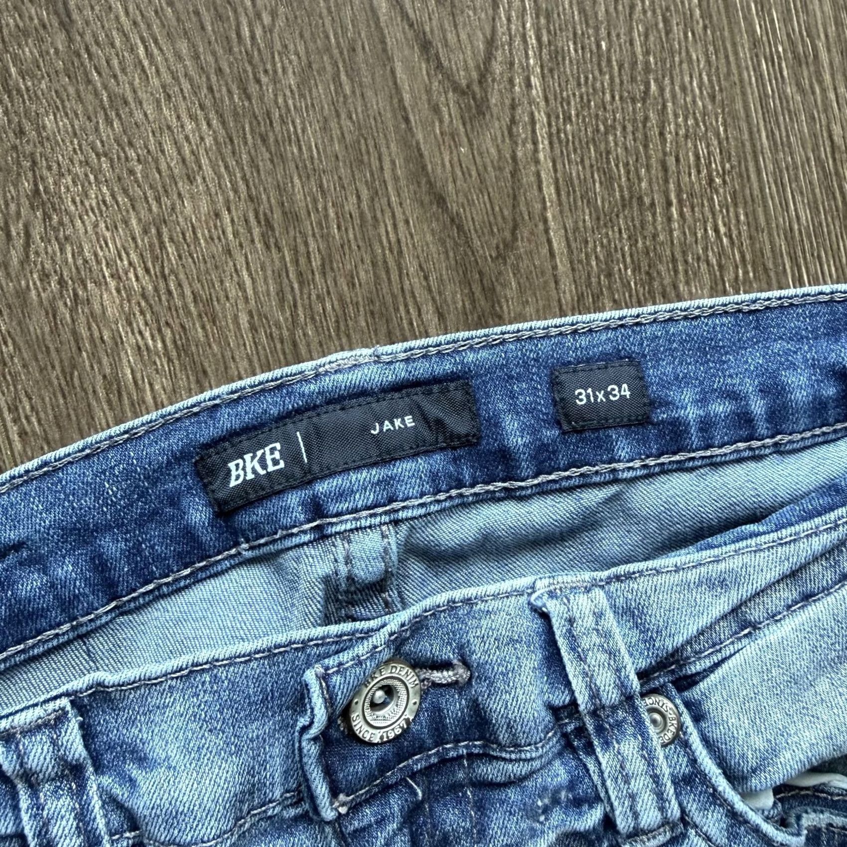 BKE BKE Jake Jeans 31x34 Blue Medium Wash Relaxed Bootcut Denim Mens Size US 31 - 5 Thumbnail