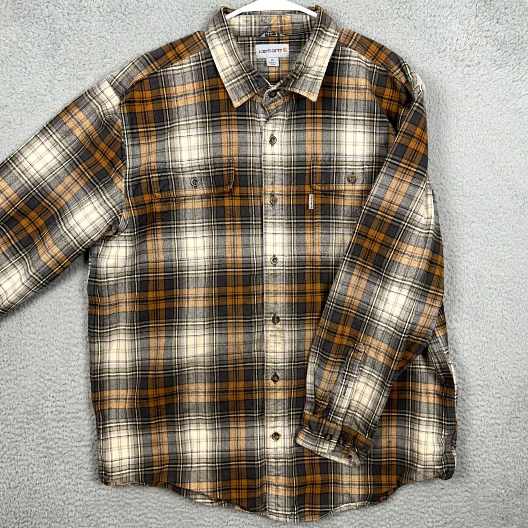 Carhartt Carhartt Shirt Mens XL Brown Original Fit Flannel Button Up Plaid Workwear EUC Size US XL / EU 56 / 4 - 2 Thumbnail