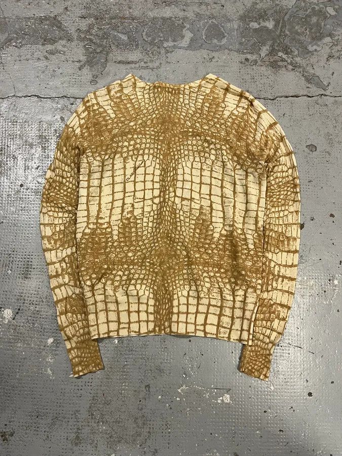 Roberto Cavalli 2000s Roberto Cavalli Crocodile Effect White & Beige Cardigan Size S / US 4 / IT 40 - 7 Thumbnail