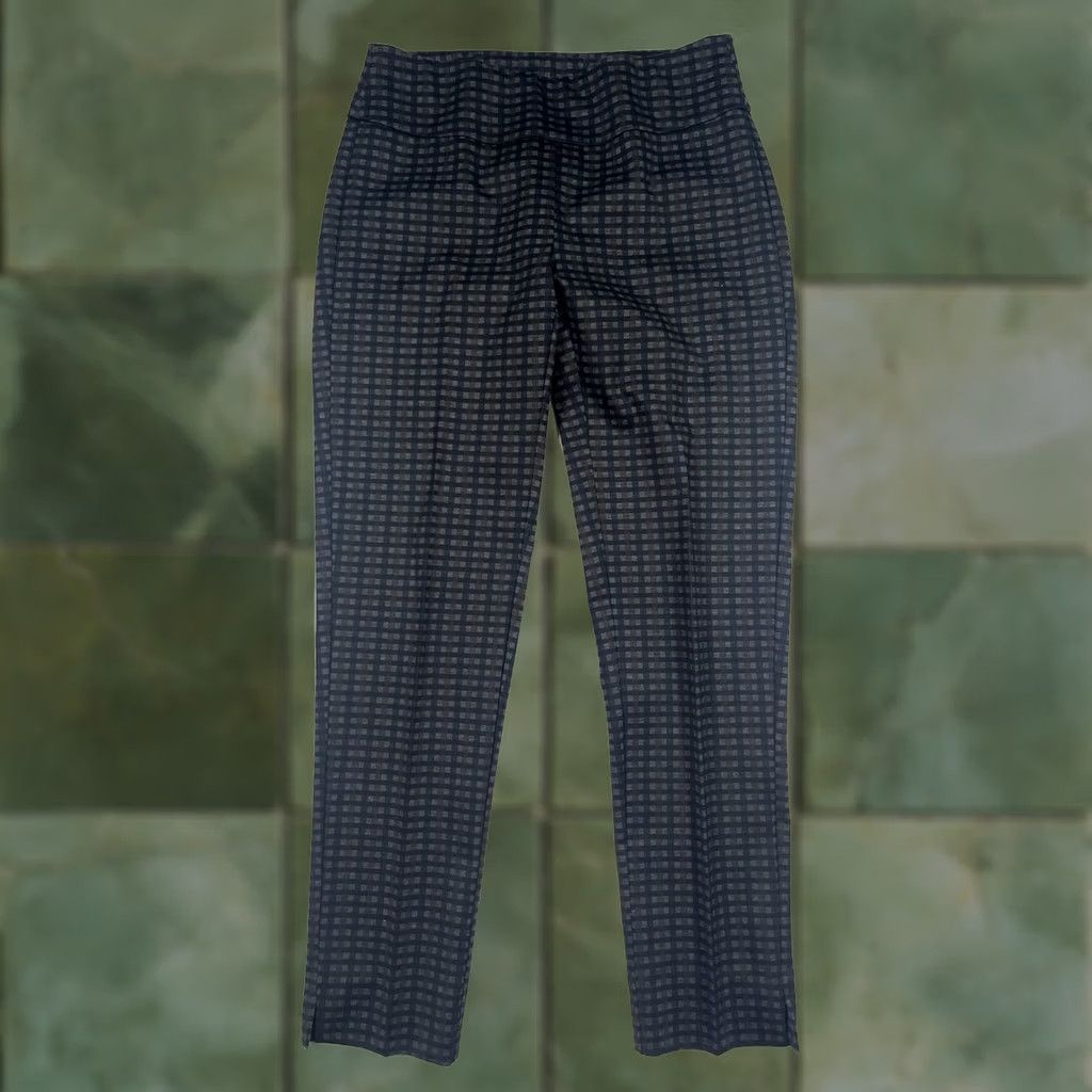 Vintage Zac & Rachel Pants Womens Small Gray Check Plaid Stretch Pull On Ankle Size 28" / US 6 / IT 42 - 1 Thumbnail