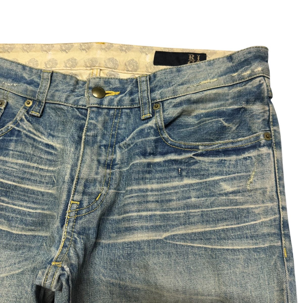 Japanese Brand Rico Mudwash Denim Flare Jeans Distressed Size US 33 - 5 Thumbnail