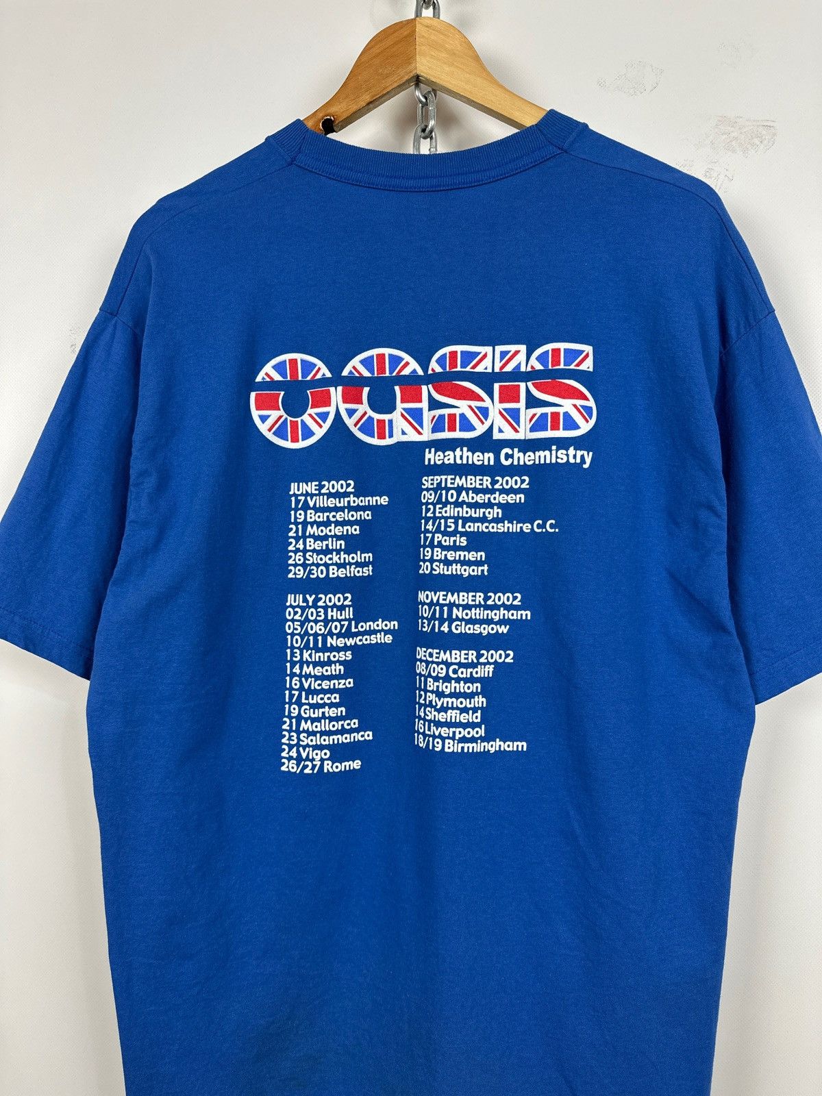 Band Tees 2002 Vintage Oasis Heathen Chemistry Tour Blue Band T-Shirt Size US XL / EU 56 / 4 - 10 Thumbnail