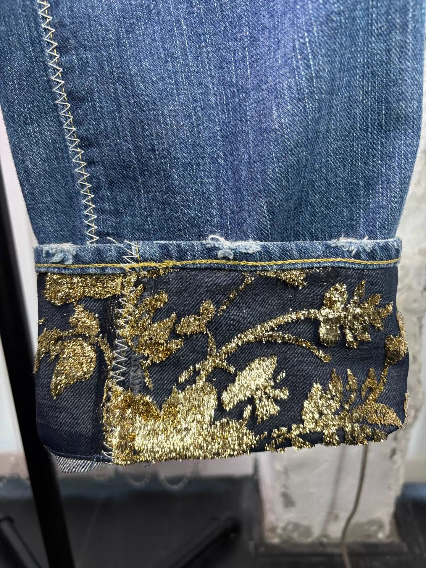 Number (N)ine Number (N)ine 03AW Velvet Patched Jeans Size US 32 / EU 48 - 6 Thumbnail