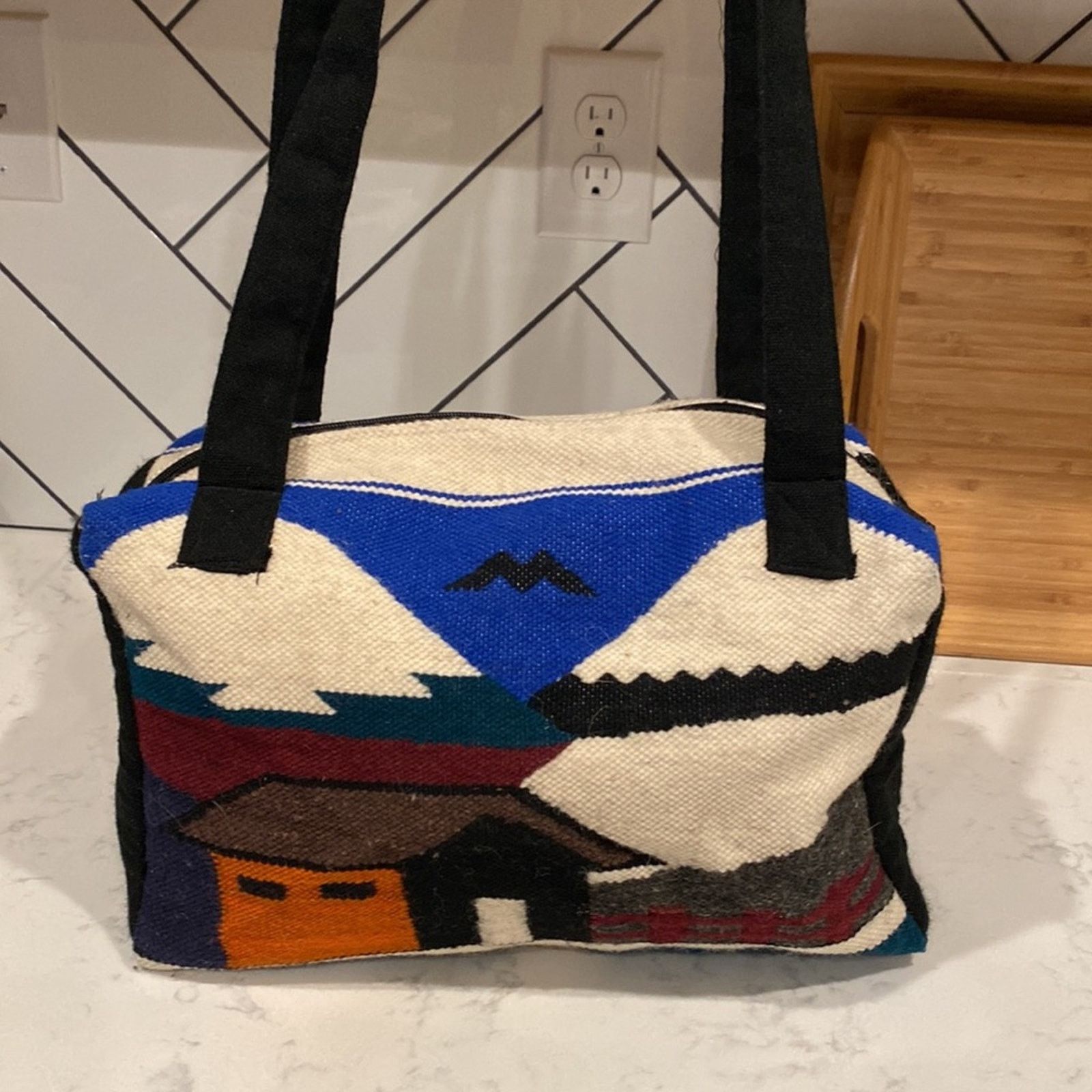 Handmade Mexican Handmade wool cotton blend shoulder bag indigenous Size ONE SIZE - 6 Thumbnail