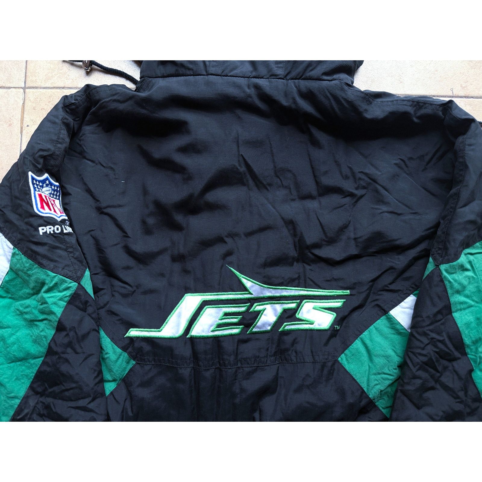 NFL × Starter NY Jets 90s STARTER puffer Pullover 1/2 L blk kelly Pro vtg Size US L / EU 52-54 / 3 - 6 Thumbnail