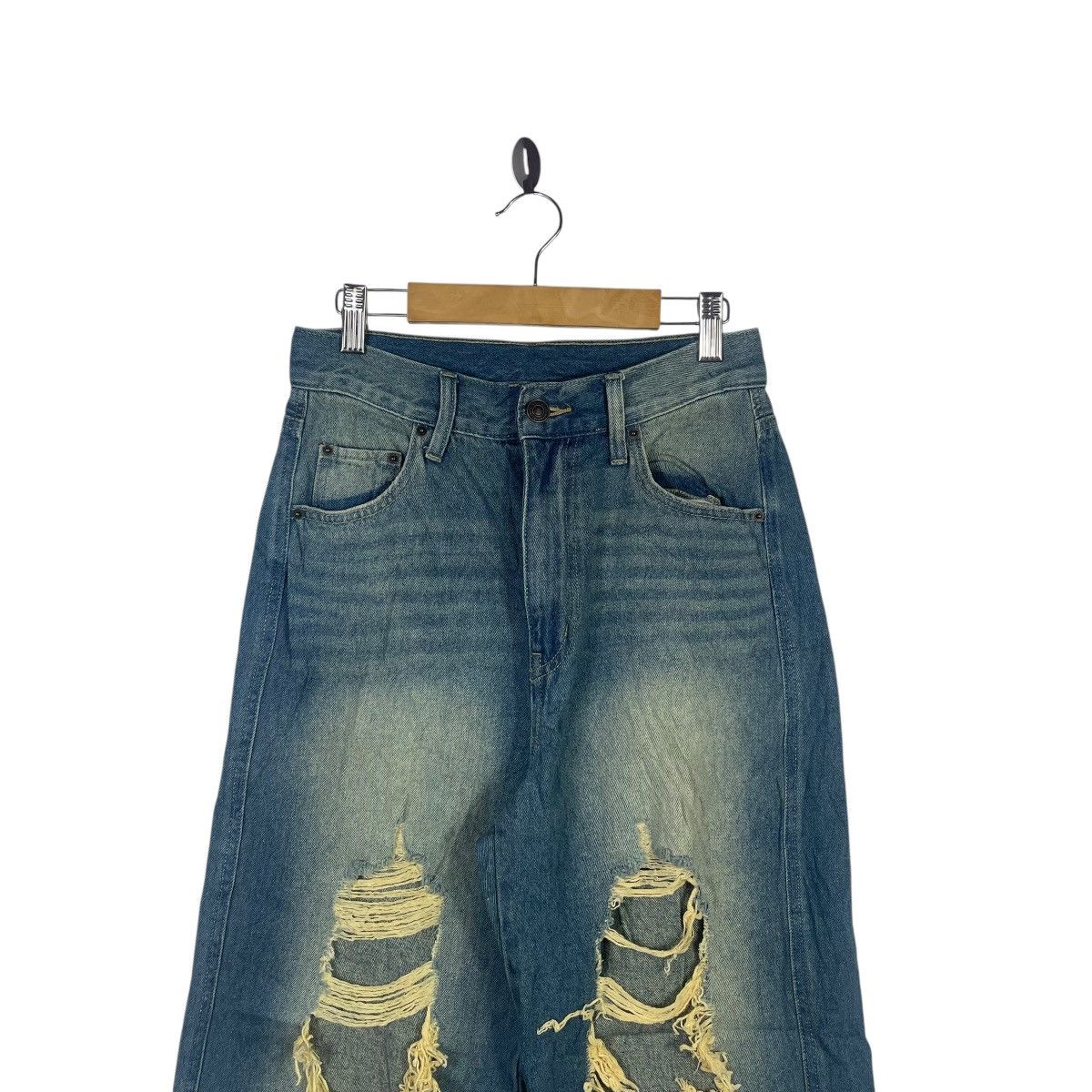 Vintage Vintage WEGO Distressed Wide Leg Denim Jeans Baggy Japanese Size US 26 / EU 42 - 2 Thumbnail