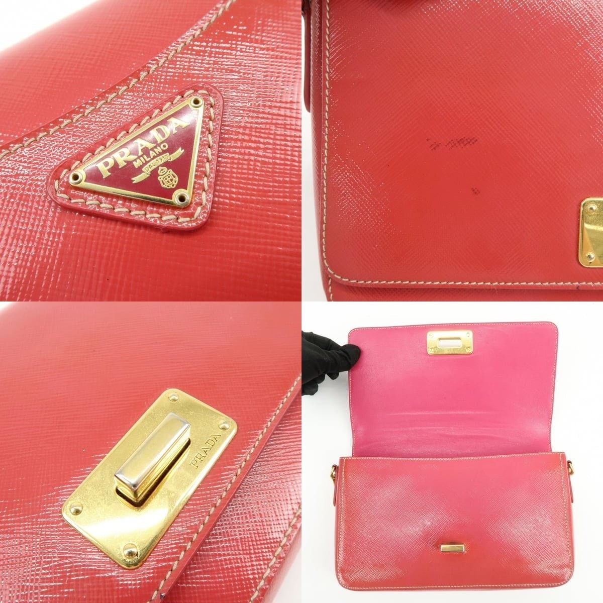 Prada Prada Saffiano Flap Bag Red Size ONE SIZE - 7 Thumbnail
