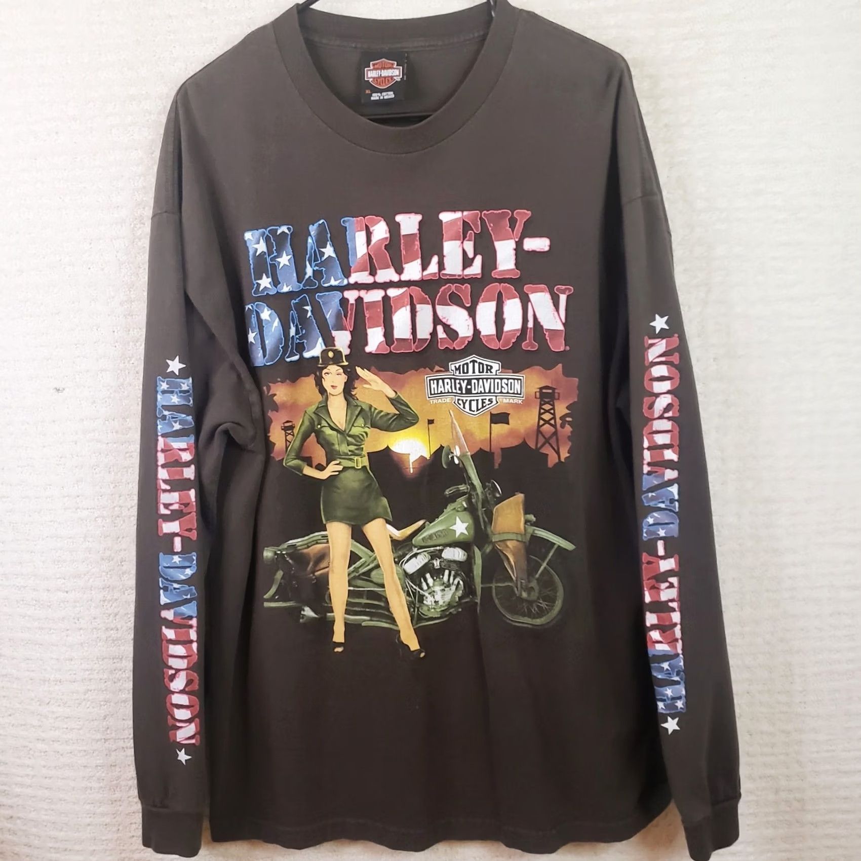 Harley Davidson Harley-Davidson Shirt Mens XL Brown Patriotic USA Graphic Print Double-Sided Crew Neck Short Sleeve T-Shirt Size US XL / EU 56 / 4 - 2 Thumbnail