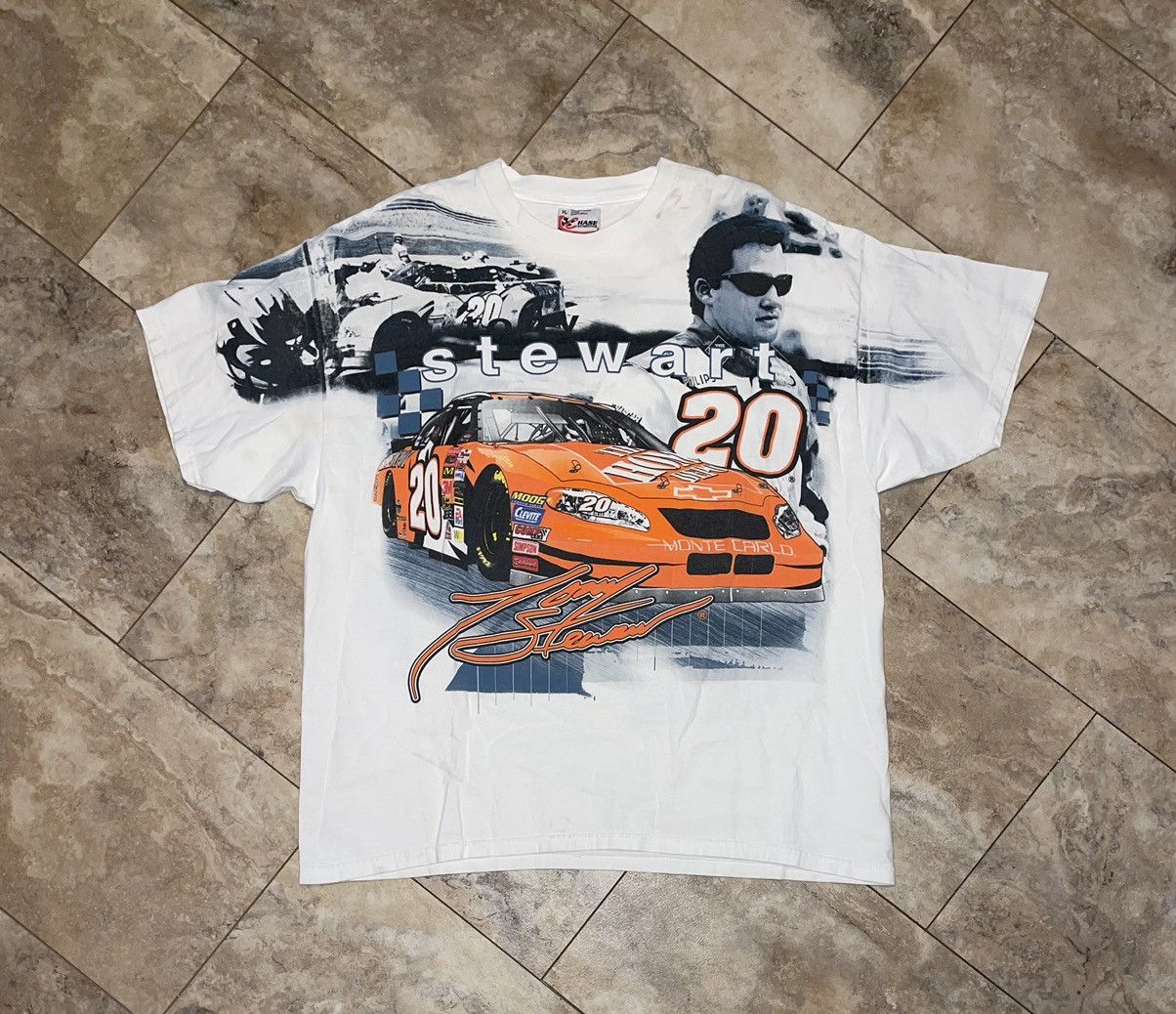 Image of Vintage 90's Chase Authentics Nascar Tony Stewart Home Depot in White, Men's (Size XL)