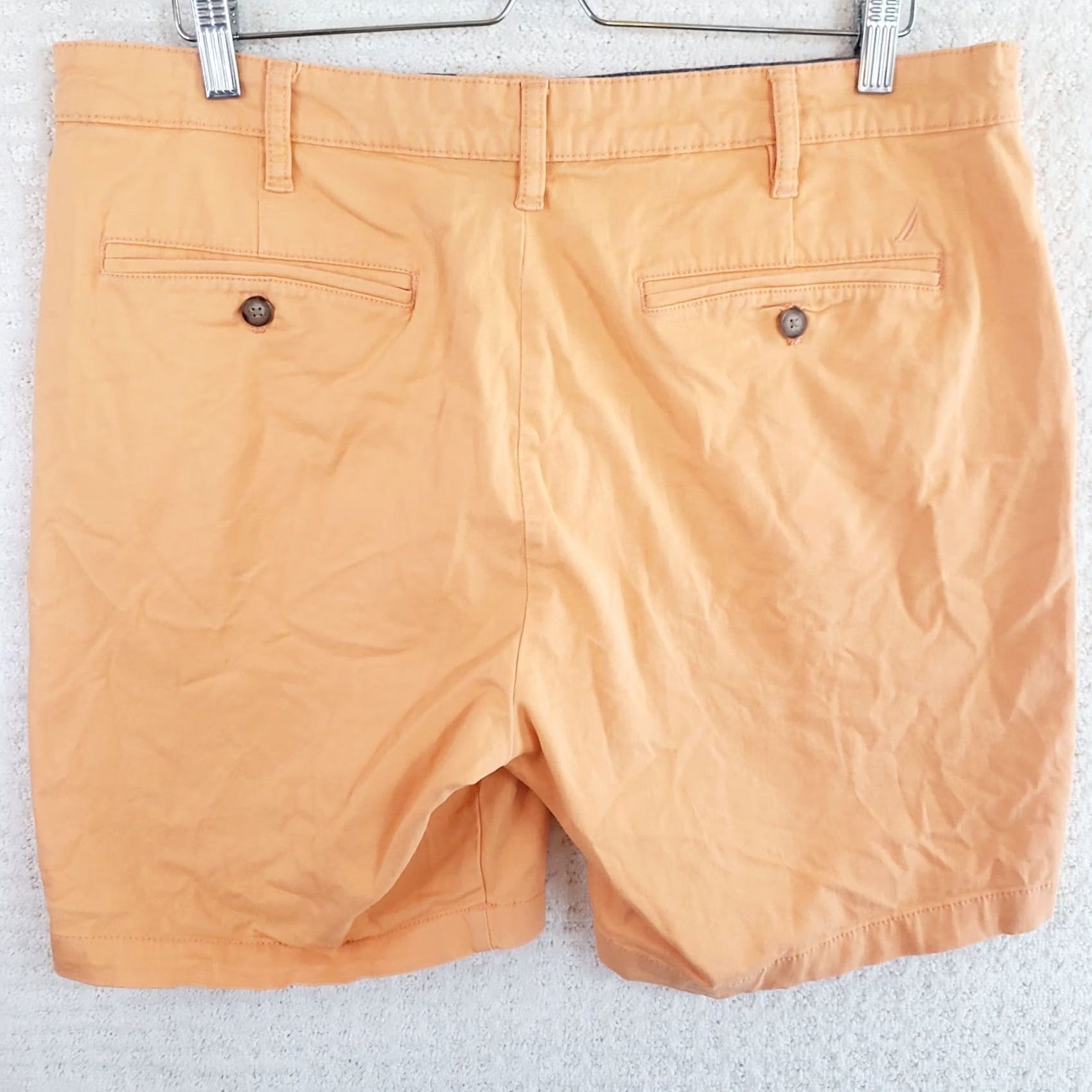 Nautica Nautica Men's 36x8 Cantalope Orange Flat Front Classic Fit The Deck Shorts Size US 36 / EU 52 - 5 Thumbnail