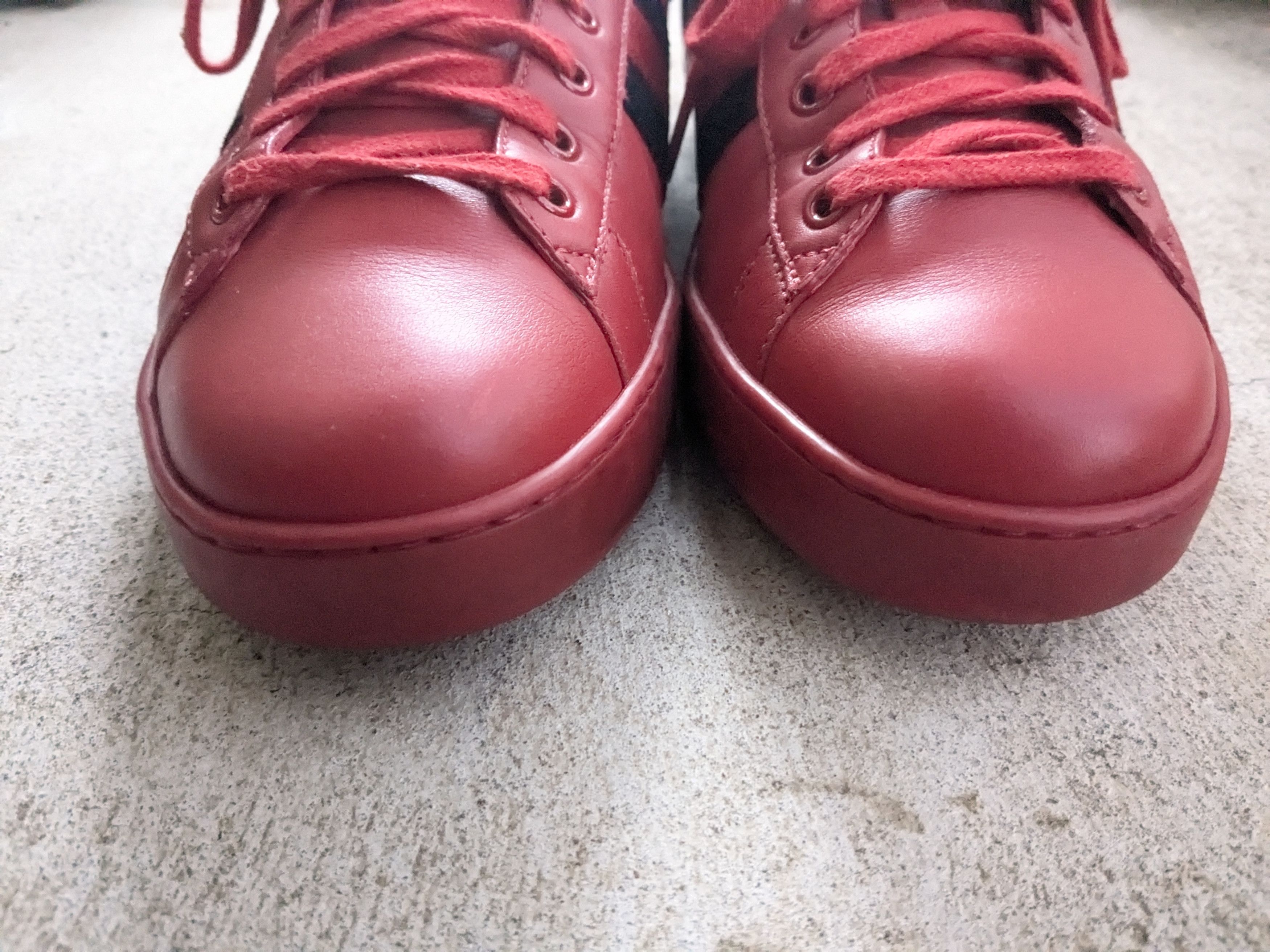 Gucci Ace Sneakers Red Bee Leather Low Tops