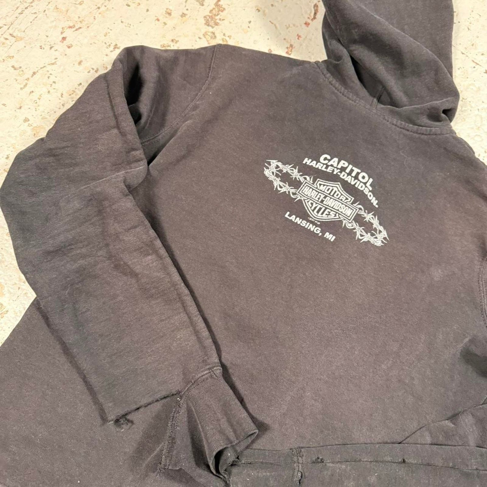 Harley Davidson Black thrashed harley davidson Zipup Hoodie Size M / US 6-8 / IT 42-44 - 4 Thumbnail