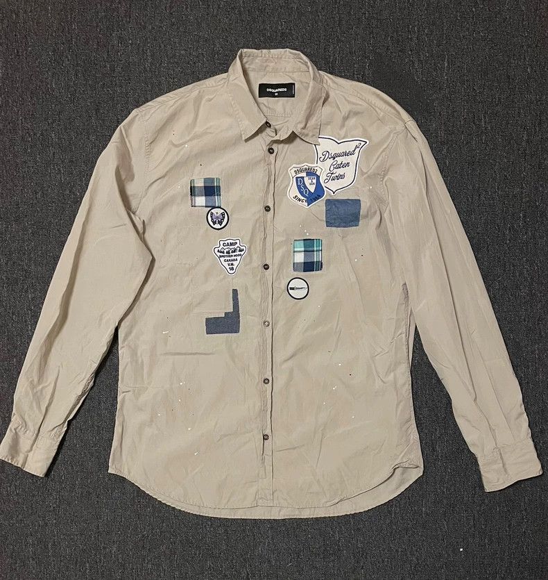 Dsquared2 Dsquared2 Beige Patchwork Button-Up Shirt-yf Size US L / EU 52-54 / 3 - 1 Thumbnail