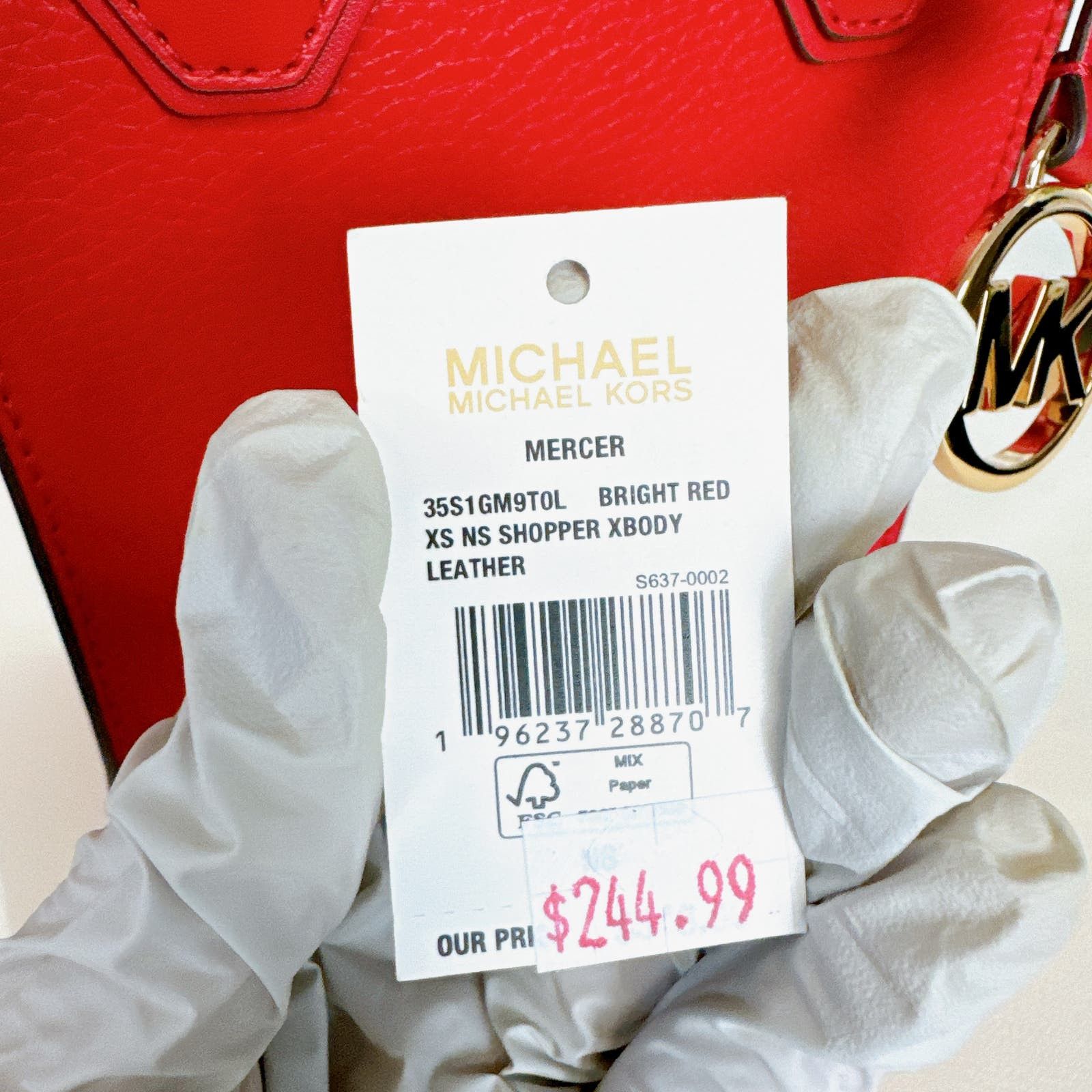 Michael Kors 35S1GM9T0L Mercer Extra Small IN BRIGHT RED