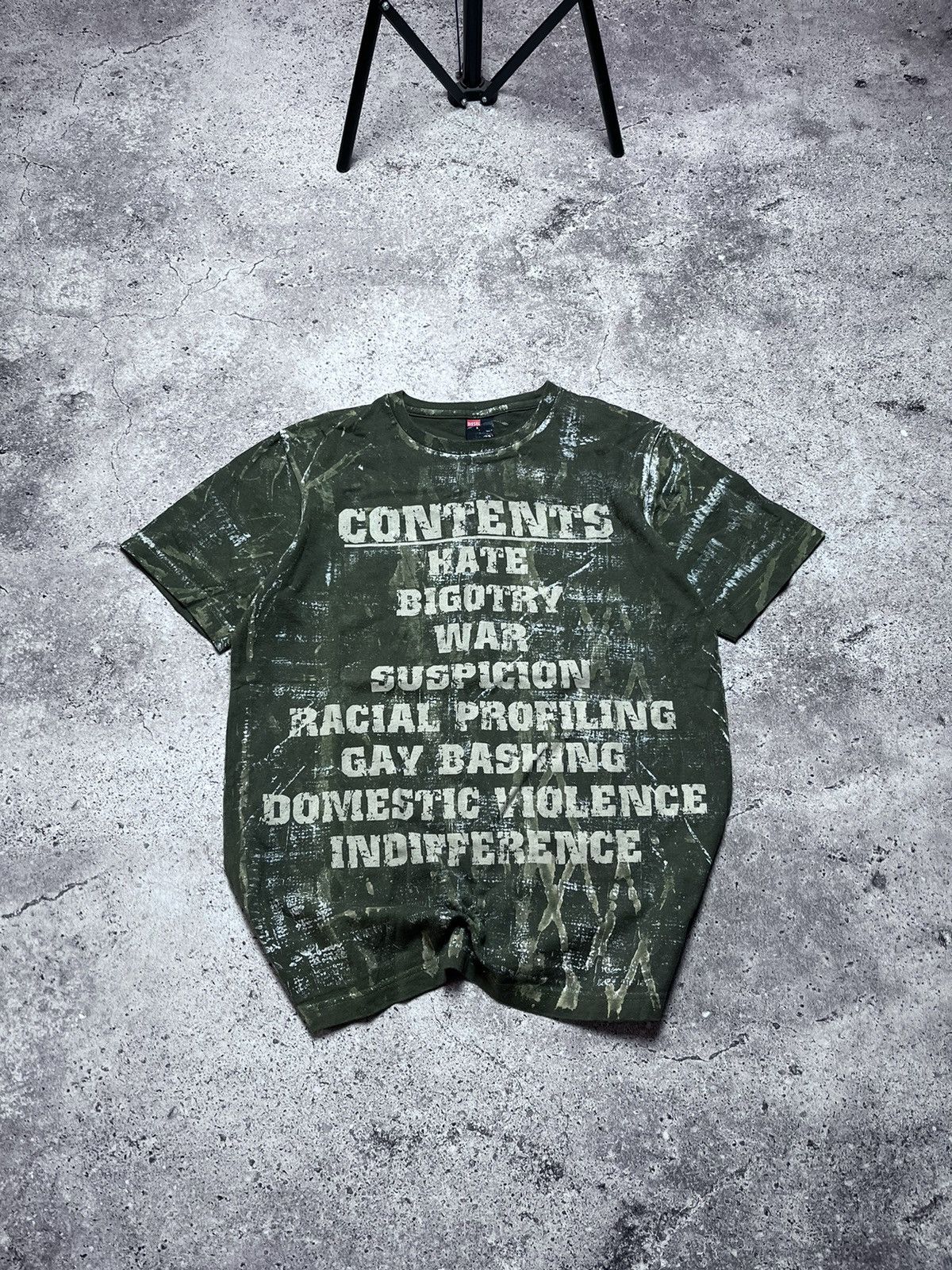 Diesel × Vintage Vintage Diesel Military Style Crazy T Shirt Size M Y2k Size US M / EU 48-50 / 2 - 2 Thumbnail