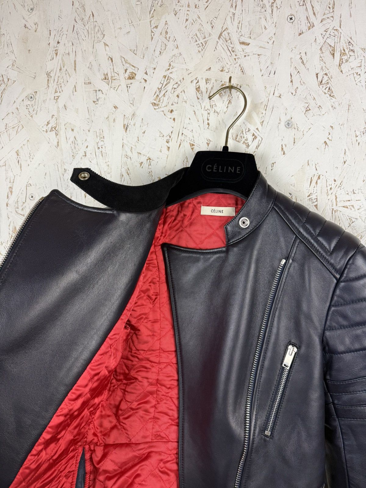 Celine Celine Phoebe Philo Sheepskin Leather Biker Jacket Dark Navy Size XS / US 0-2 / IT 36-38 - 7 Thumbnail