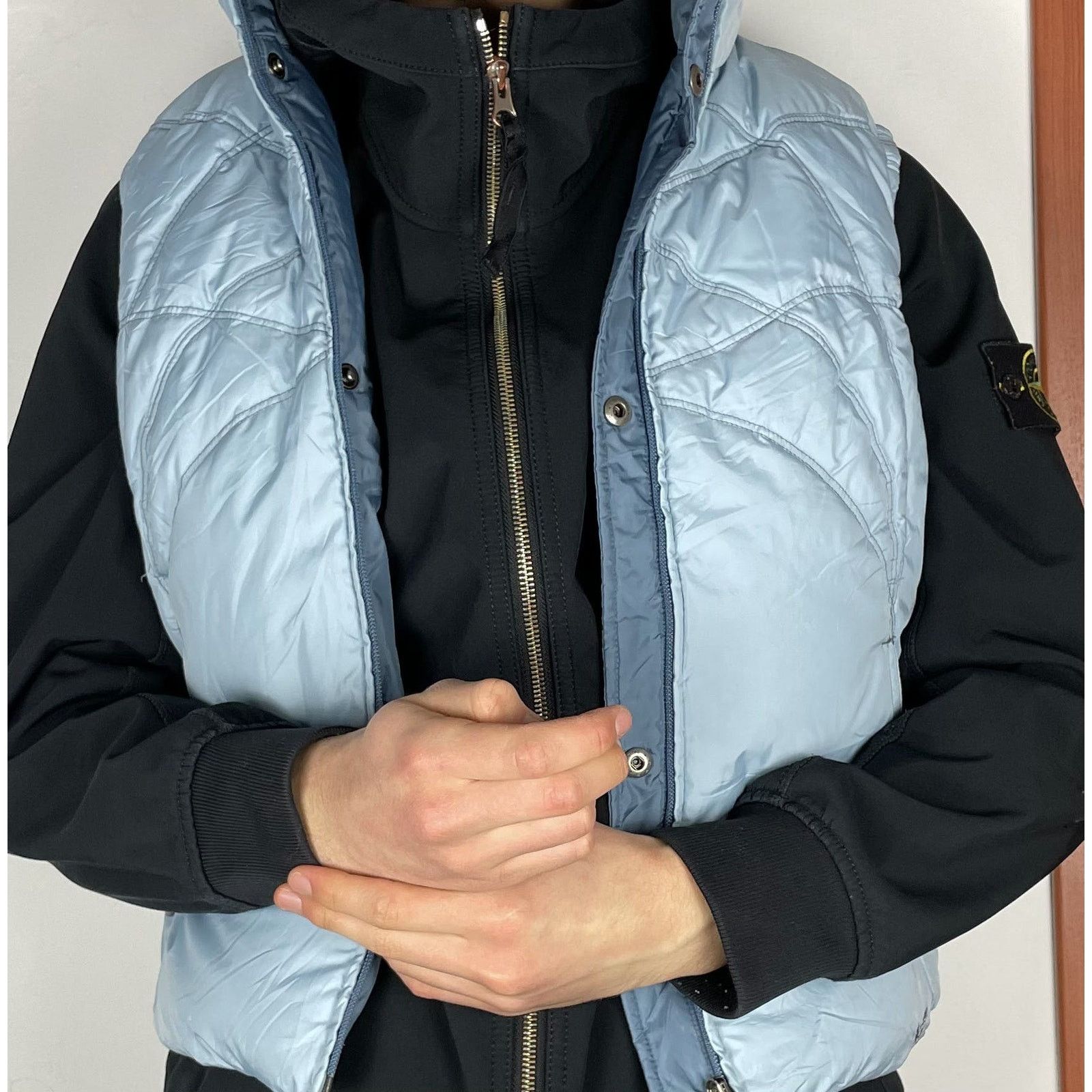 Nike × Vintage Nike Women's Blue Swoosh Full Zip Puffer Vest Medium (8-10) Size M / US 6-8 / IT 42-44 - 2 Thumbnail