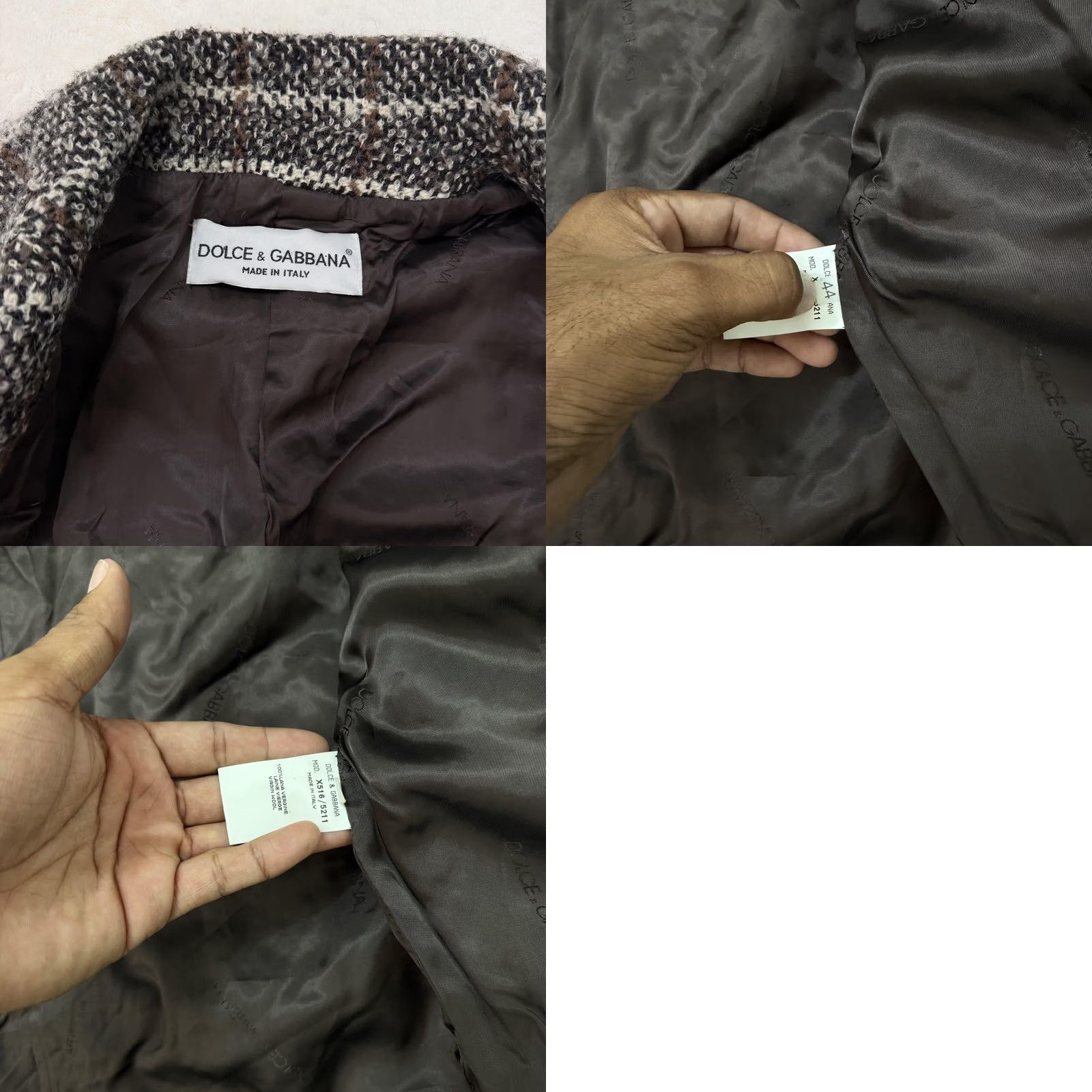 Dolce & Gabbana VINTAGE? (No) Dolce&Gabbana Coat Womens 44 Brown Wool Tweed Check Long Made In Italy Plaid Shirt? Size M / US 6-8 / IT 42-44 - 10 Thumbnail