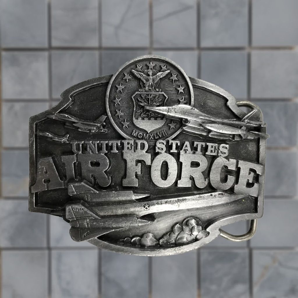 Vintage vintage 80s US AIR FORCE BRASS BELT BUCKLE Siskiyou US Army Military Size ONE SIZE - 1 Thumbnail