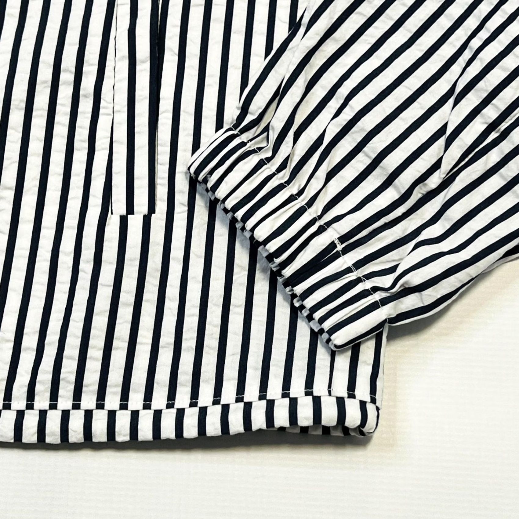 Esprit Esprit Jacket Womens M Black White Striped Button Up Drawstring Lightweight Windbreaker Size M / US 6-8 / IT 42-44 - 6 Thumbnail