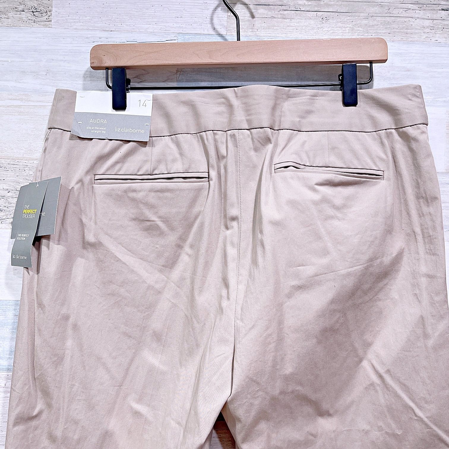 Other Liz Claiborne Audra Chino Pants Beige Straight Leg Womens 14 Size 36" / US 14 / IT 50 - 5 Thumbnail