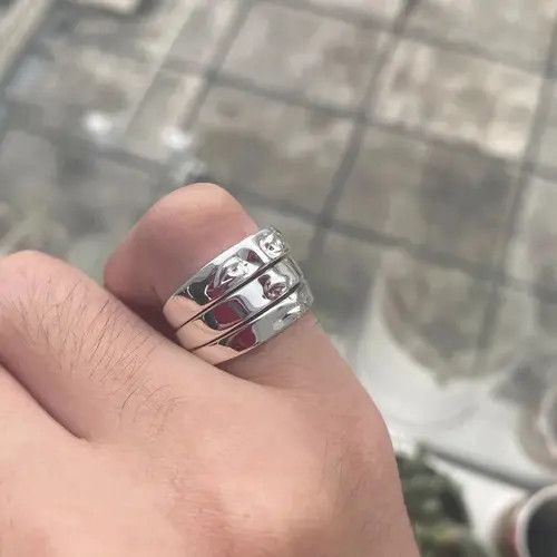 Jewelry Face Finger Rings Silver Face Anatomy Human Head Jewelry Art Size ONE SIZE - 3 Thumbnail