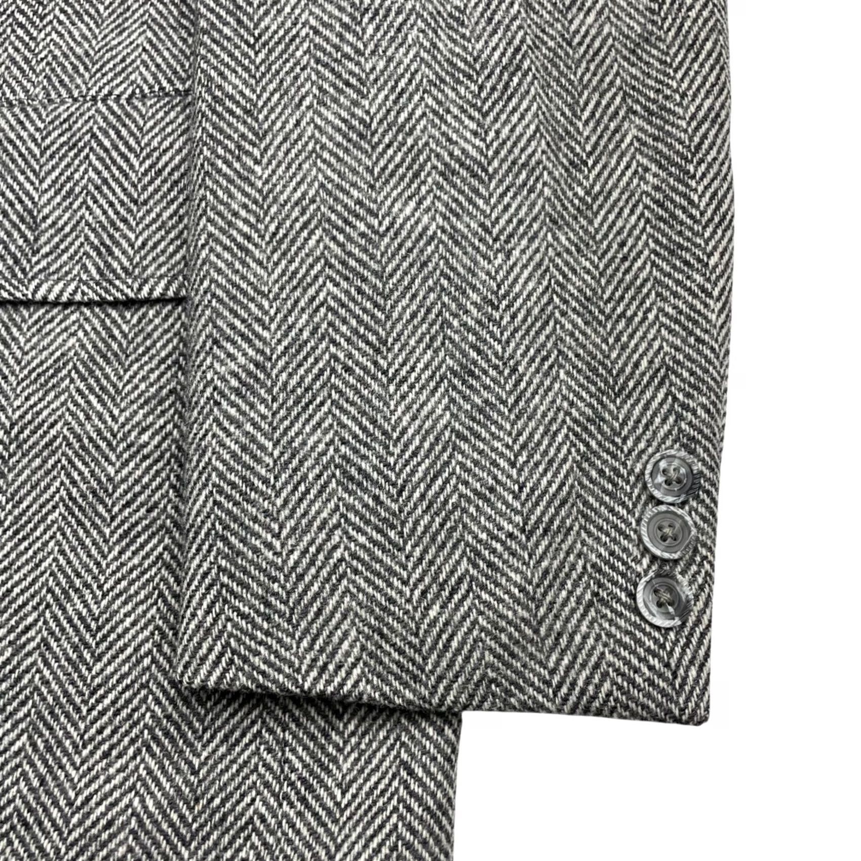 Hart Schaffner Marx VINTAGE Hart Schaffner Marx Blazer Wool Tweed Gray Herringbone Men's Two-Button 44R Size 44R - 4 Thumbnail