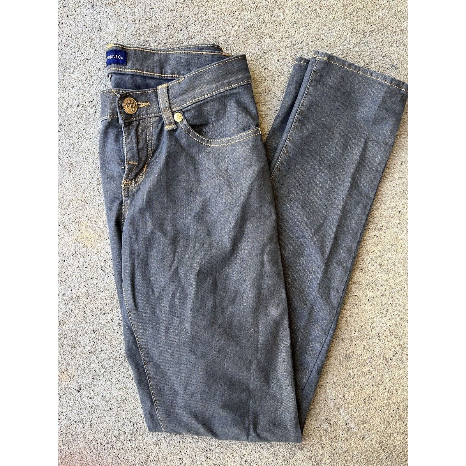 Rock & Republic Rock & Republic Skinny Gray and GOLD METALLIC Jeans Size 4 Size 27" / US 4 / IT 40 - 1 Thumbnail