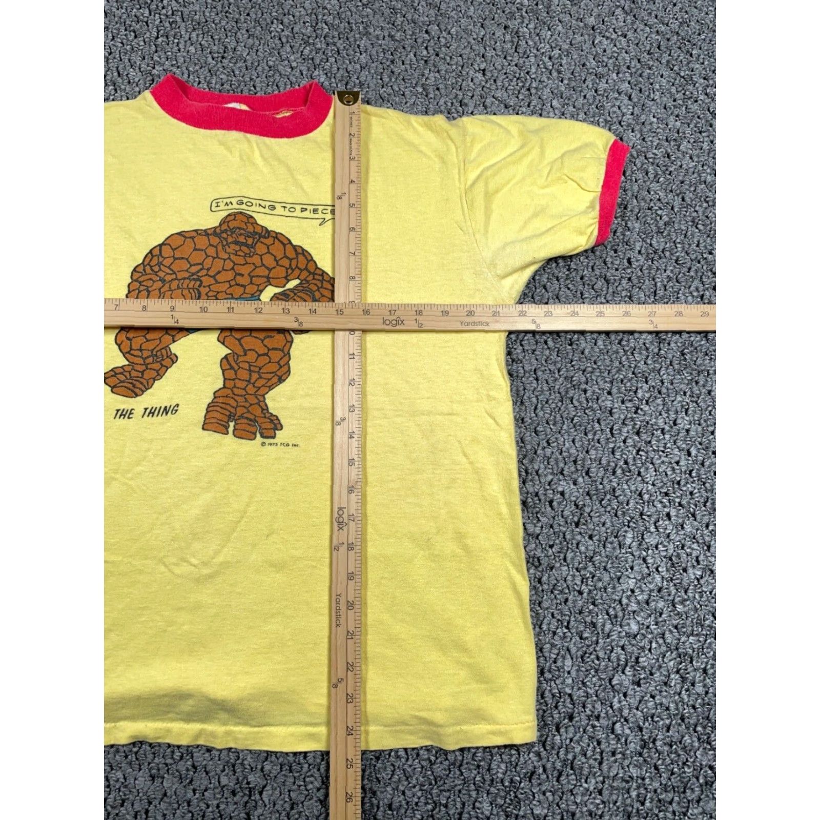 Vintage VINTAGE 1975 Marvel Fantastic Four The Thing Ringer T-Shirt Adult Large Yellow Graphic Print 70s Mens Size US L / EU 52-54 / 3 - 5 Thumbnail