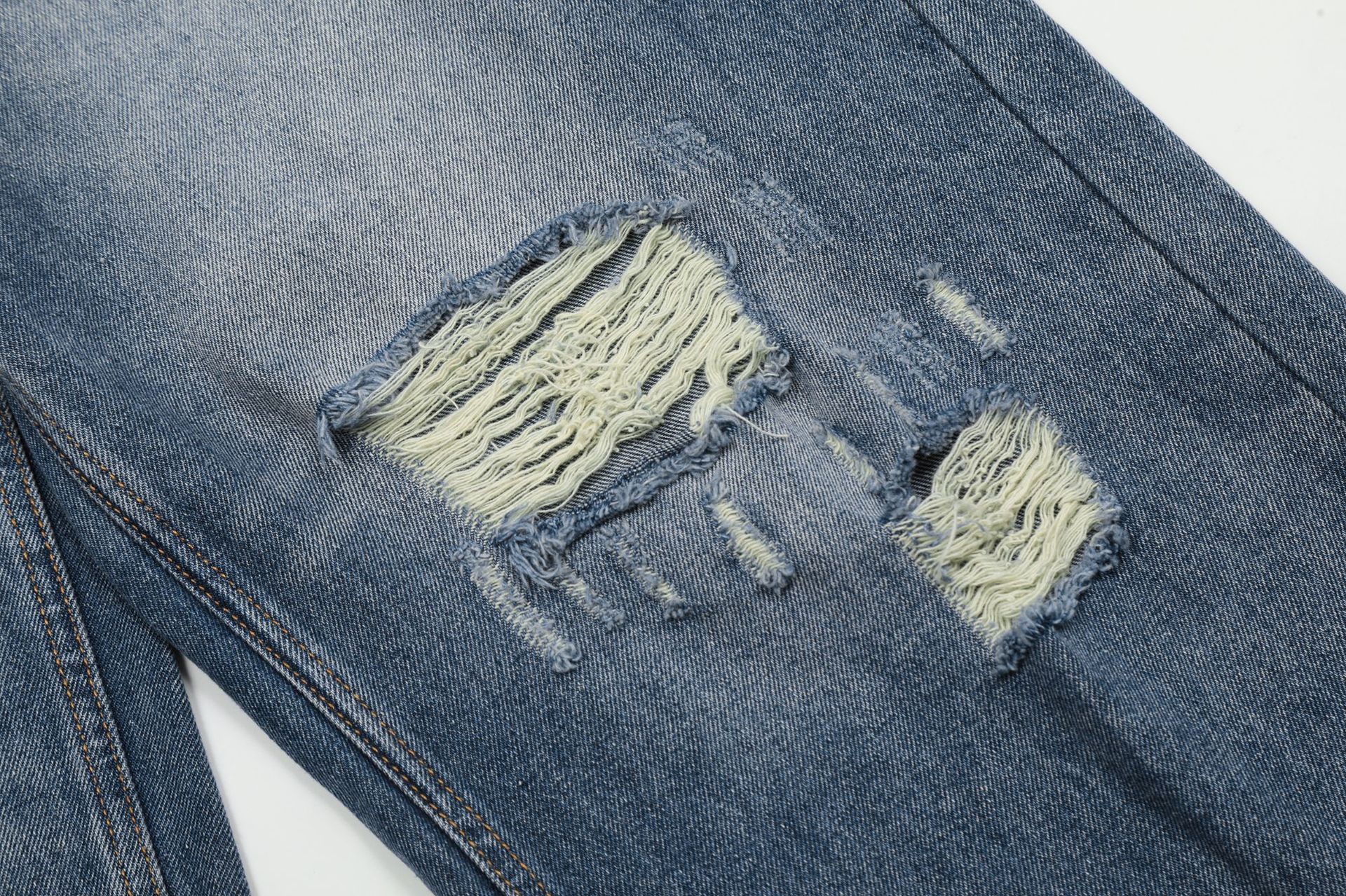 Japanese Brand × Jean American retro men's loose washed straight ripped jeans Size US 34 / EU 50 - 5 Thumbnail