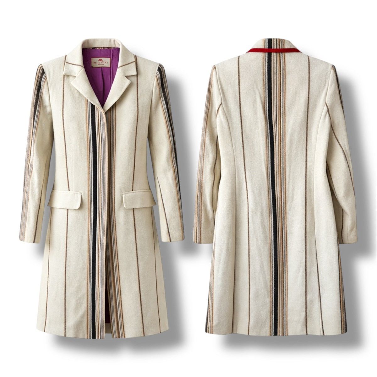 Etro VINTAGE ETRO MILANO WOOL STRIPED WOMEN CLASSIC COAT JACKET42 Size M / US 6-8 / IT 42-44 - 2 Thumbnail