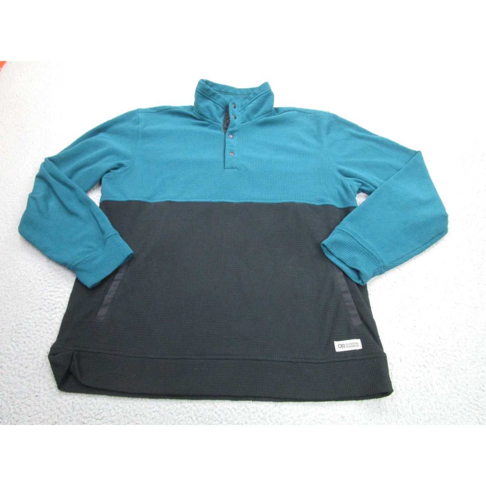 Outdoor Research Outdoor Research Pullover Mens XL Blue Black Waffle Fleece Hiking Snap Neck Size US XL / EU 56 / 4 - 2 Thumbnail