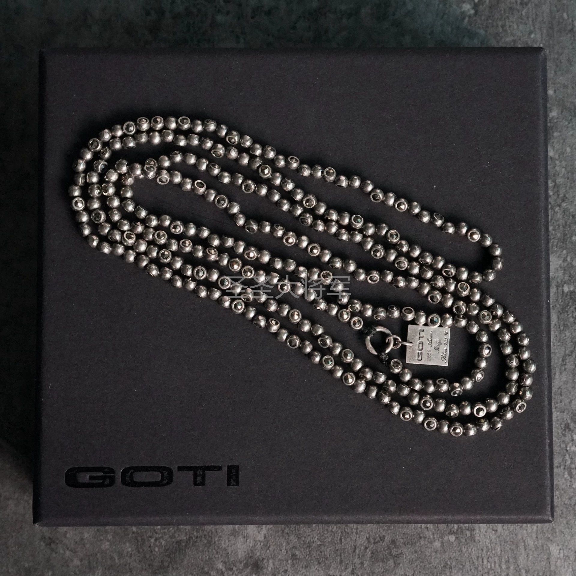 Goti Goti Distressed Long Tungsten Stone Silver 120cm Necklace Size ONE SIZE - 1 Thumbnail