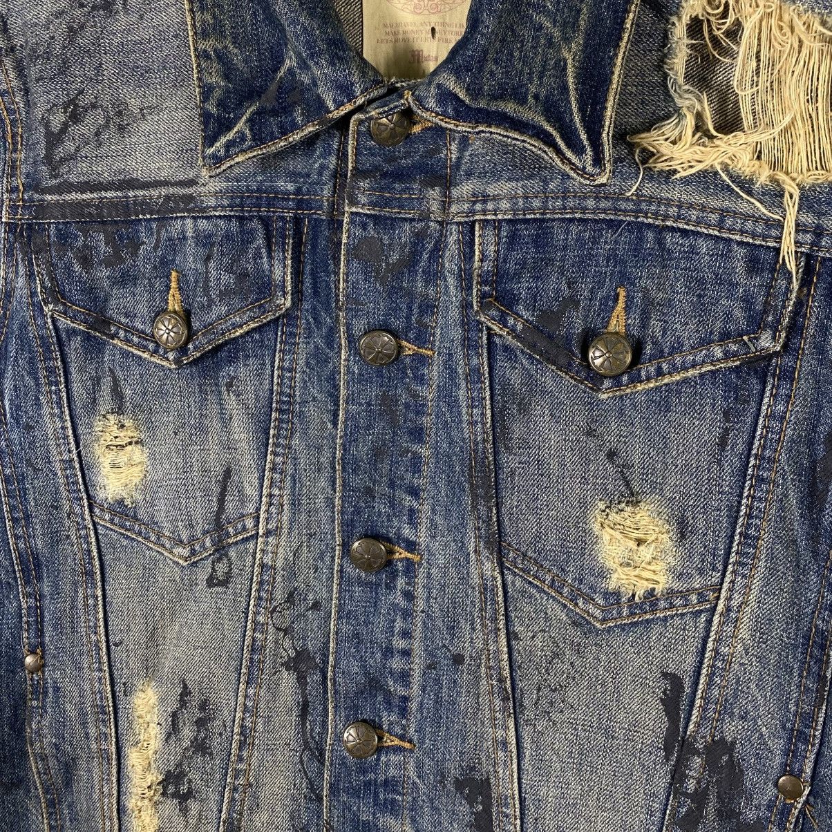 Japanese Brand Vintage Midas Painted Distressed Denim Button Jacket Size S / US 4 / IT 40 - 6 Thumbnail