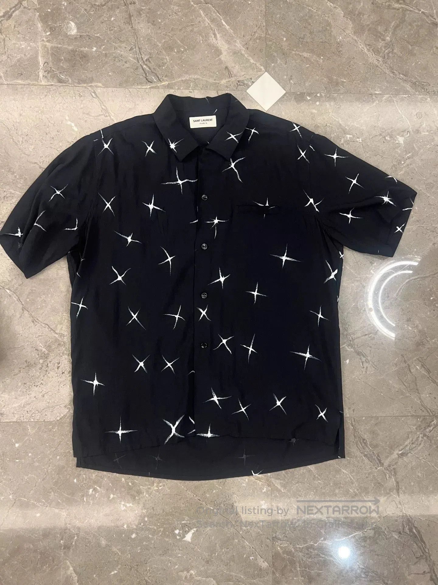 Saint Laurent Paris Saint Laurent Star Logo Silk Short Sleeve Shirt. Size US XXS / EU 40 - 1 Thumbnail