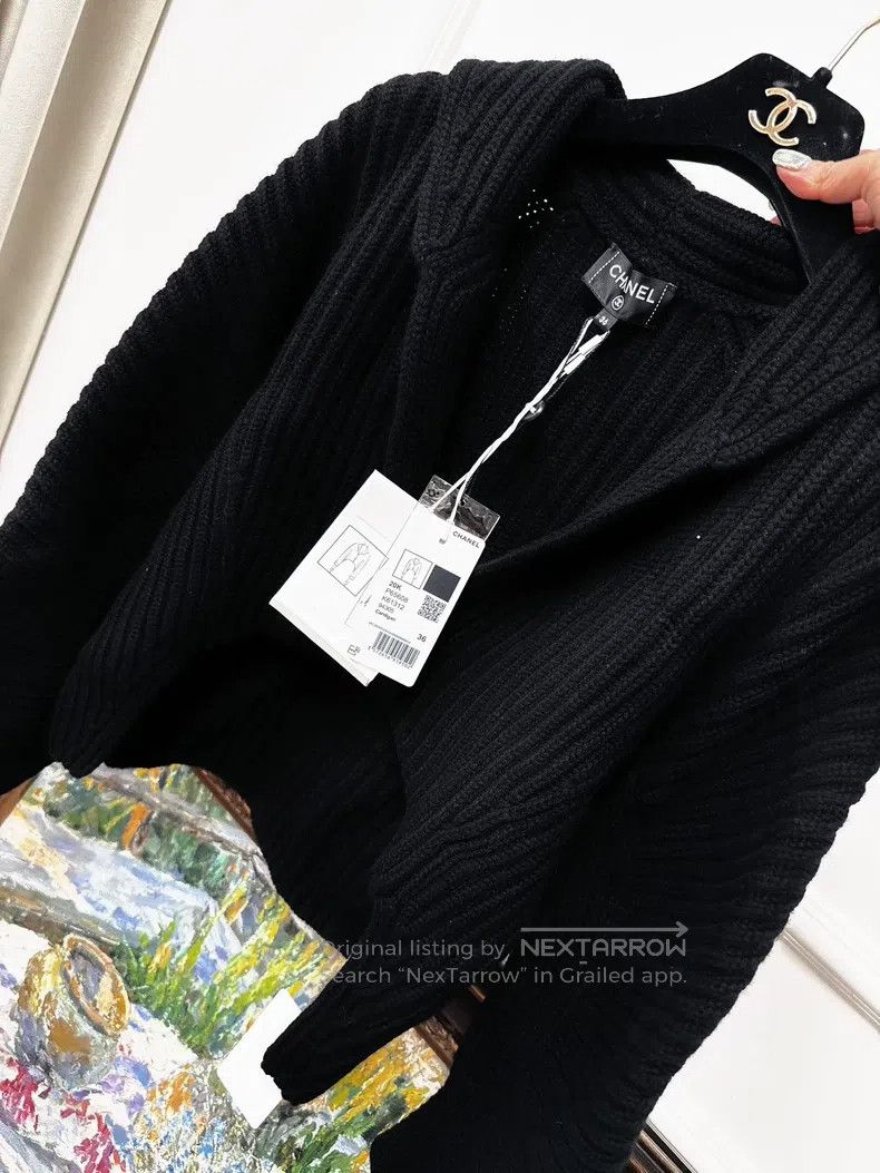 Chanel Chanel 20k black pit strip one-button knitted curved hem c Size XS / US 0-2 / IT 36-38 - 7 Thumbnail