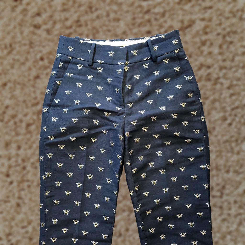 J.Crew J.CREW Pants Womens Size 00 Blue Bee Bumblebee Chino Flat Front Whimsy Career Pants Chino Regular 26.5in Inseam Womens Size 24" / US 00 / IT 34 - 1 Thumbnail