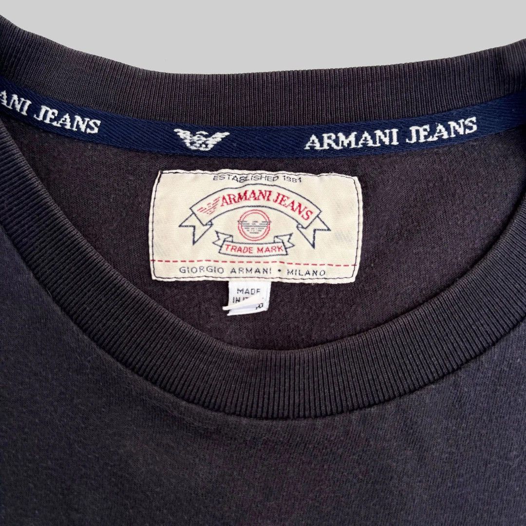 Armani Armani Jeans 1990 90s Vintage L/S Logo Italy Navy T-Shirt Size US XL / EU 56 / 4 - 3 Thumbnail