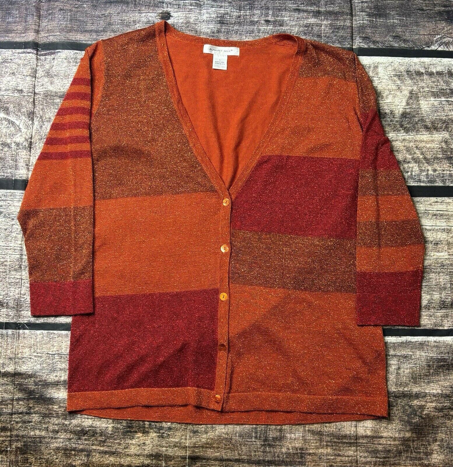 Other August Silk Cardigan Sweater Women's L Metallic Colorblock Size L / US 10 / IT 46 - 1 Thumbnail