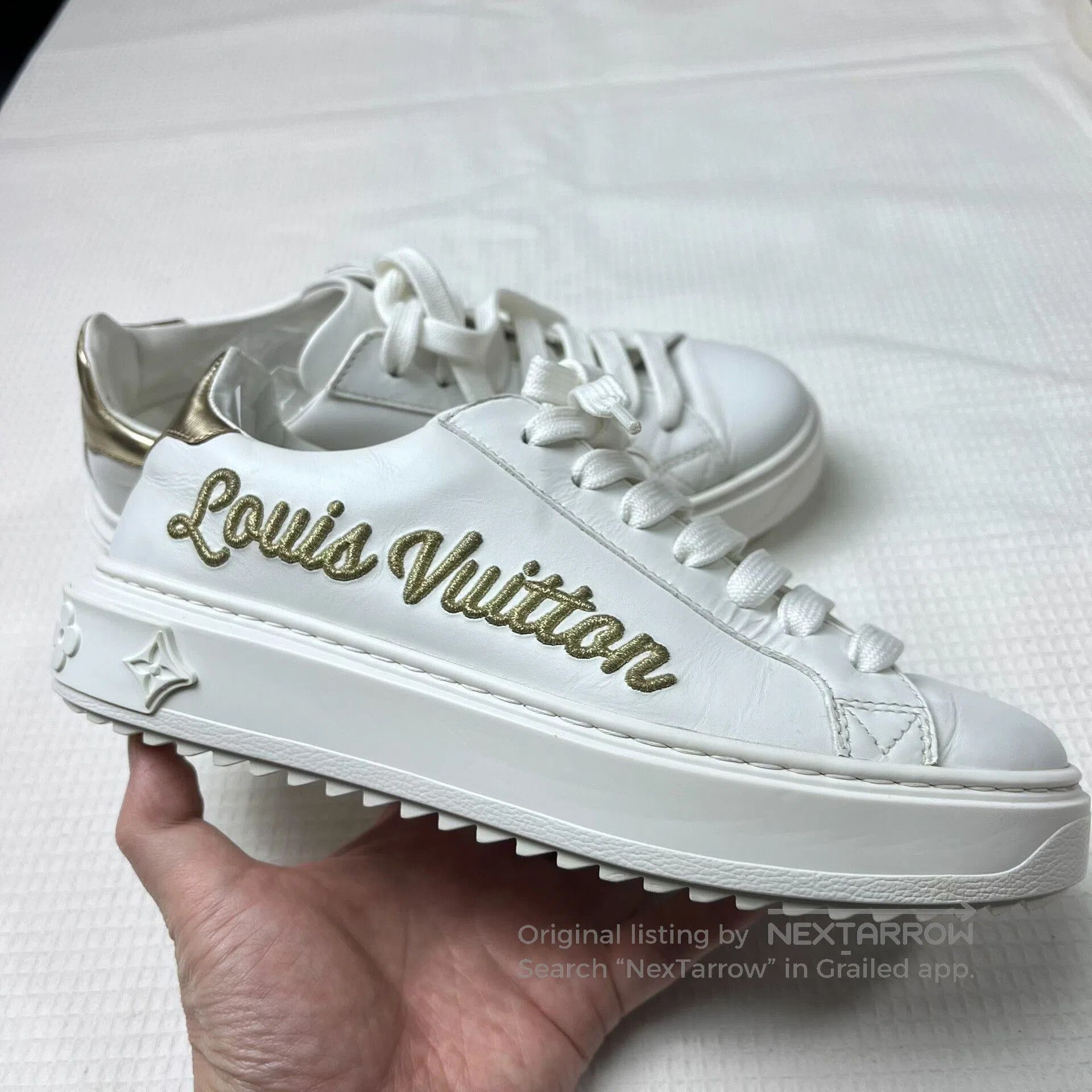 Louis Vuitton Louis Vuitton White Embroidered Platform Shoes. Size US 5.5 / IT 35.5 - 1 Thumbnail