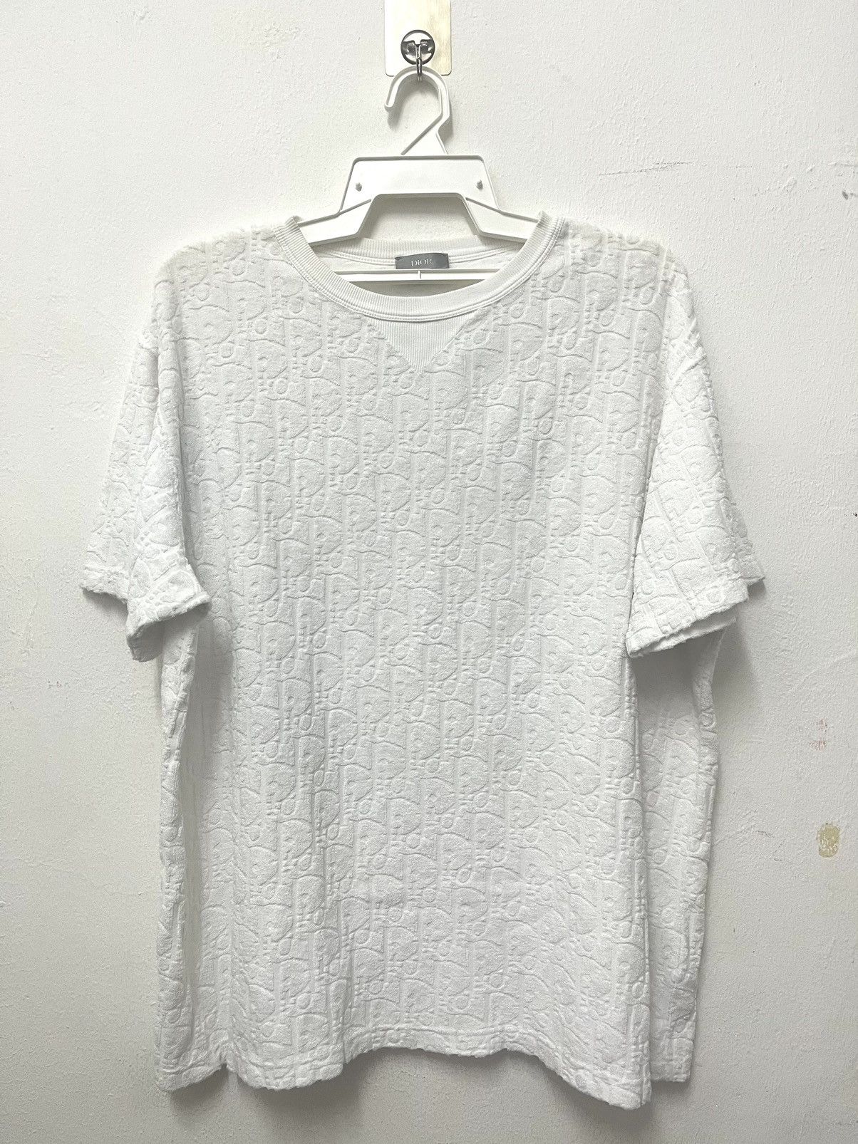 Image of Dior Oblique T-Shirt Towel White Related Fit, Men's (Size Large)