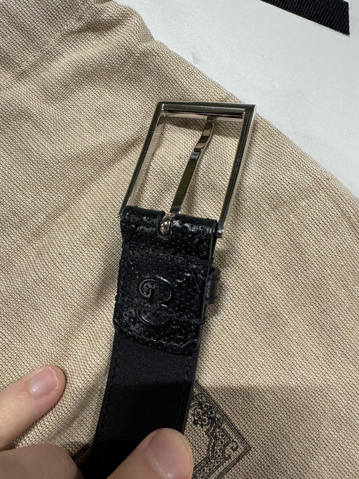 Gucci Gucci GG Embossed Leather Belt Size 46 - 3 Thumbnail