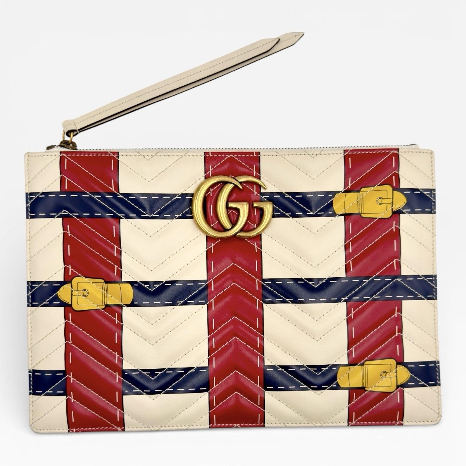 Gucci GG Marmont Matelasse Trompe L'oeil Quilted Leather Clutch Size ONE SIZE - 1 Thumbnail