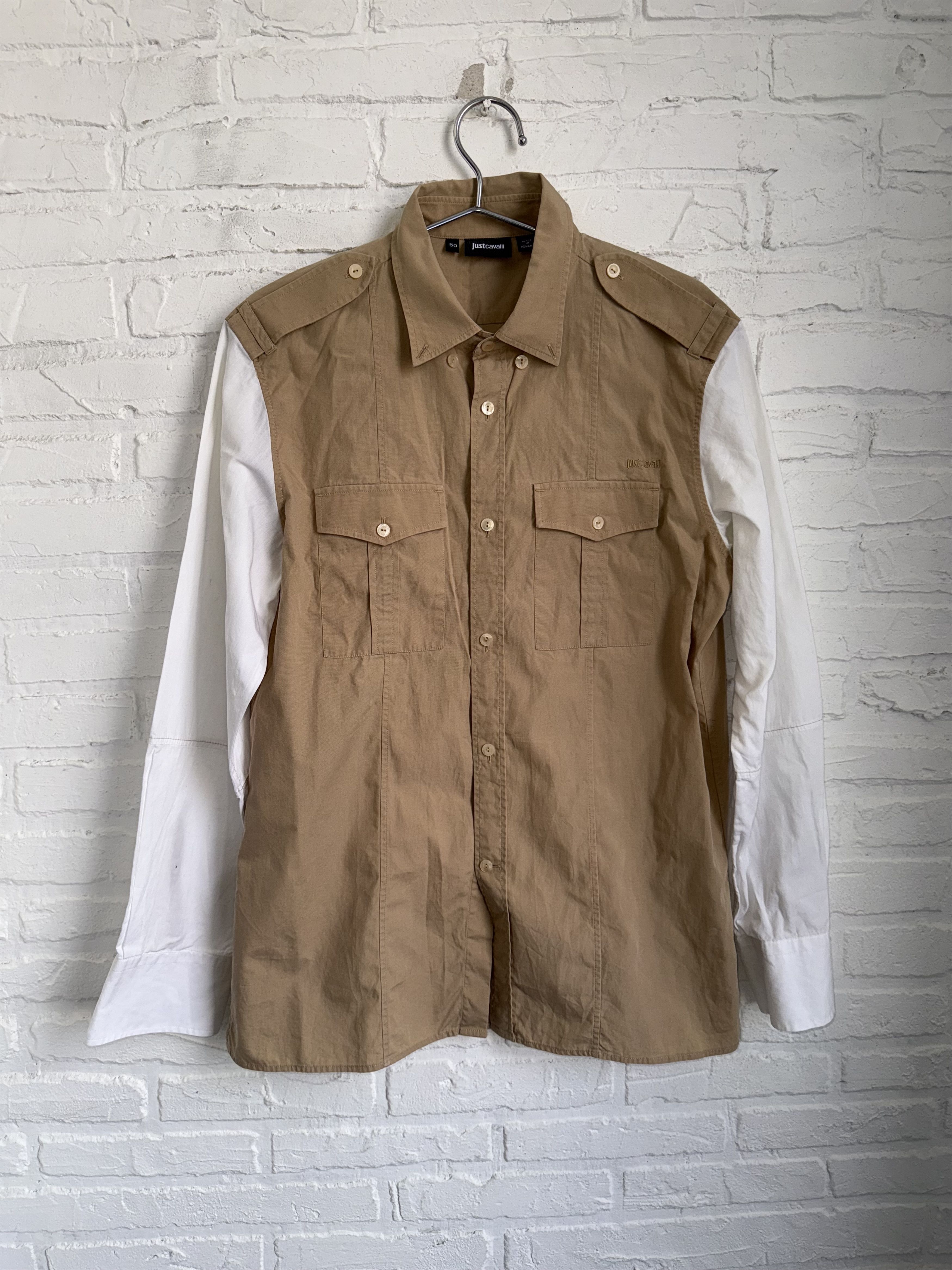 Just Cavalli Archive Just Cavalli Safari Utility Shirt Contrast Sleeve Size US M / EU 48-50 / 2 - 1 Thumbnail